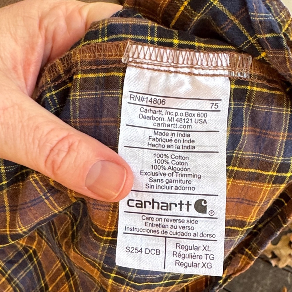 Carhartt Blue and Brown Plaid Men’s Button Down Shirt size XL Regular - Picture 4 of 5